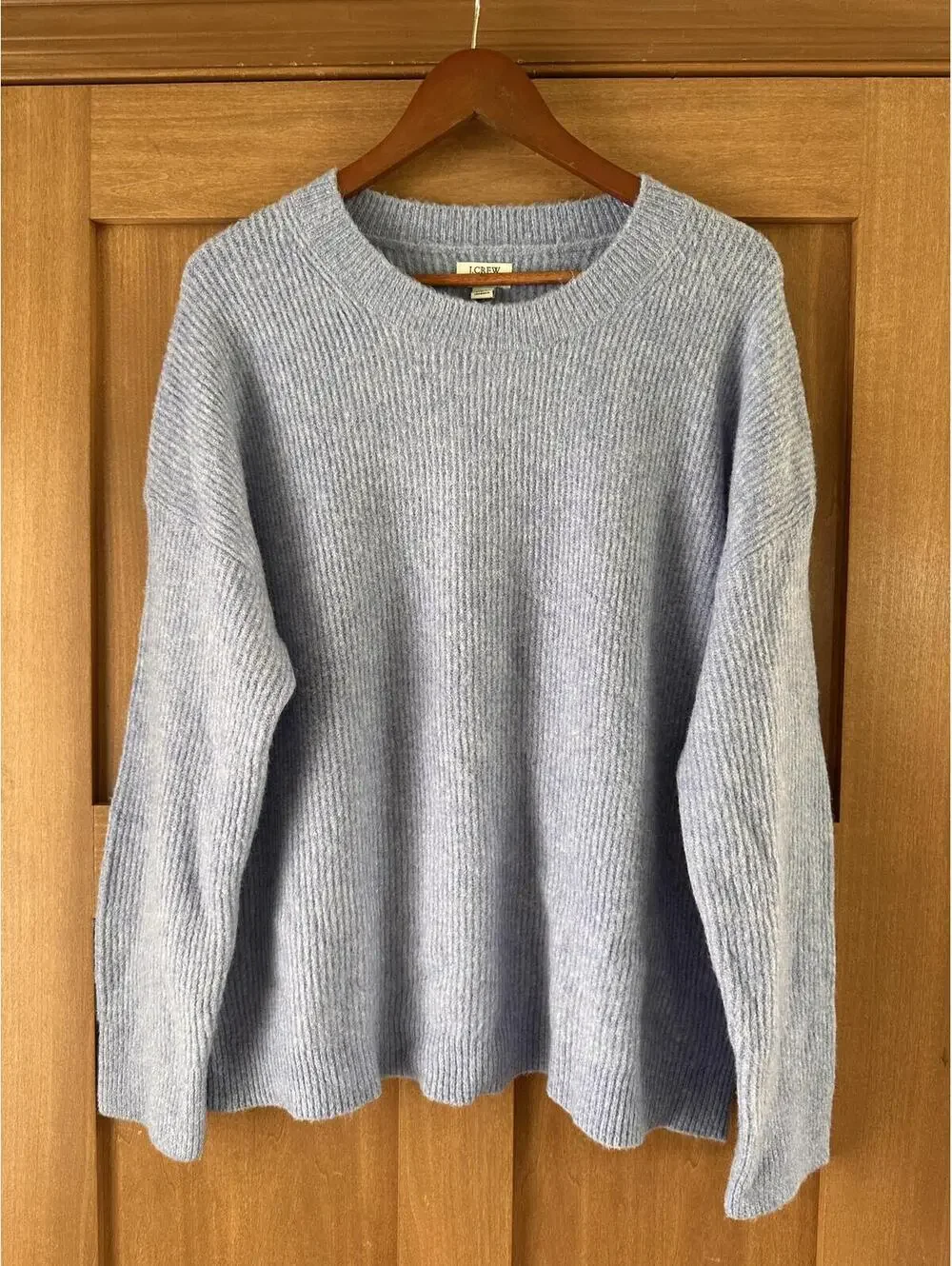J.Crew Extra Soft Wool Blend Crewneck Pullover Sweater Blue Women’s size Large